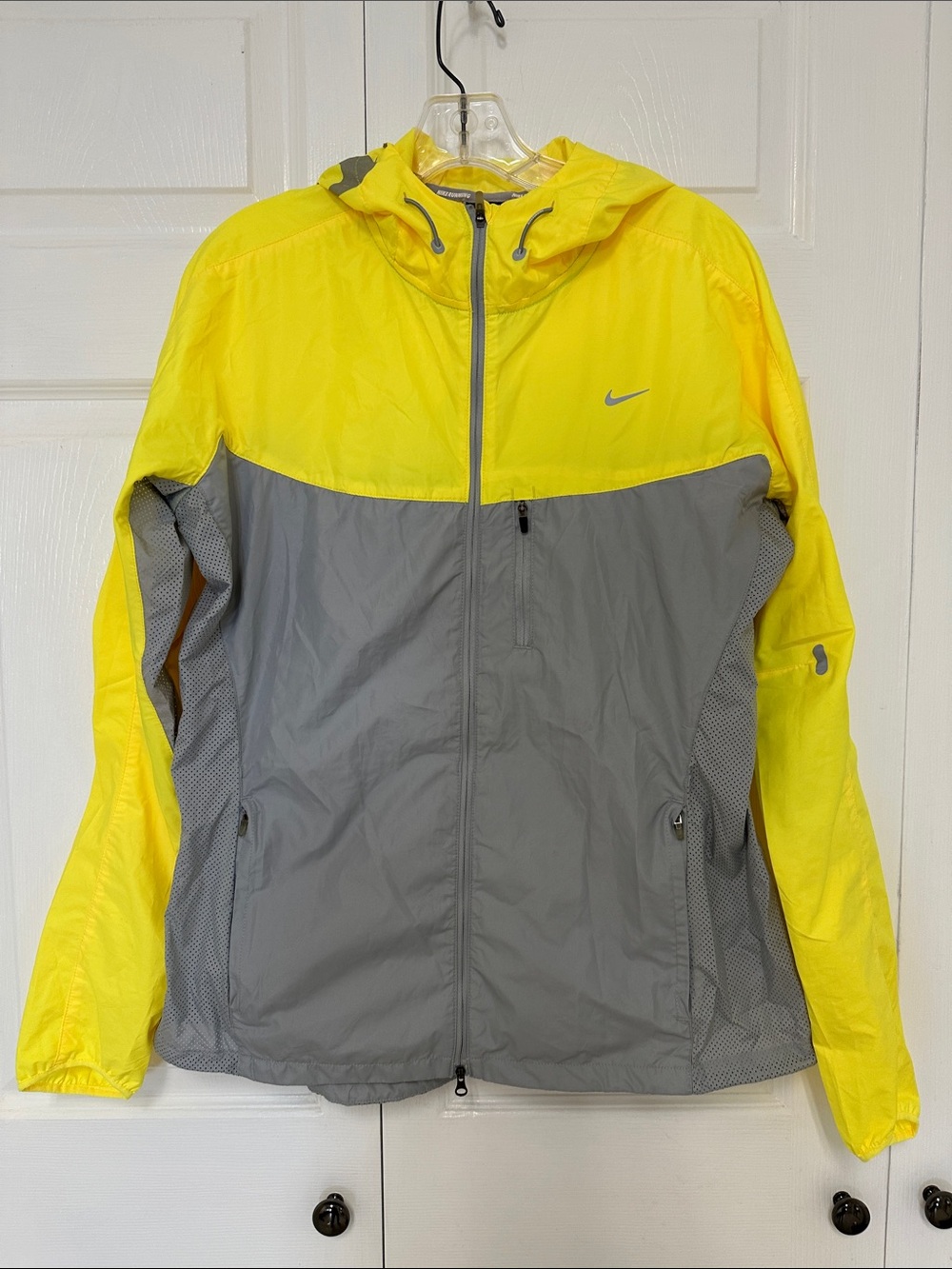 EUC mNike Yellow and Gray Hooded Windbreaker Jacket